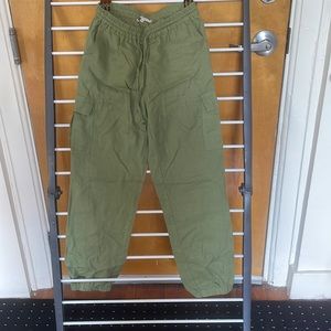 Linen cargo joggers